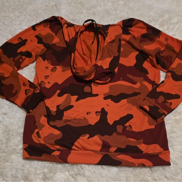 Nike Dri Fit Men’s Orange and Brown Camouflage Sweatshirt Hoodie Size XL EUC - Picture 8 of 9